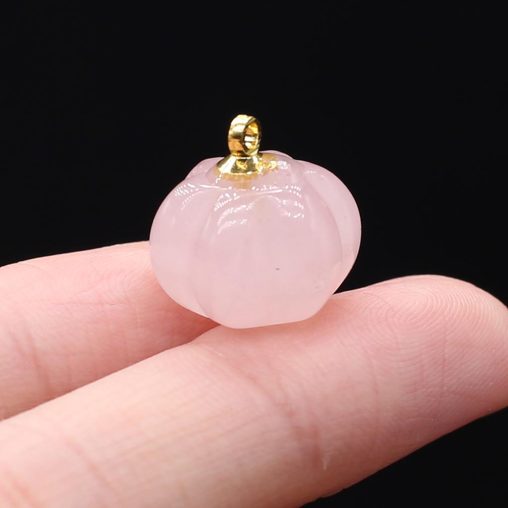 1 шт., подвеска из натурального камня в форме тыквы, кристалл розового кварца, агат, подвески для изготовления ювелирных изделий, аксессуары для ожерелья «сделай сам», 13 × 13 мм