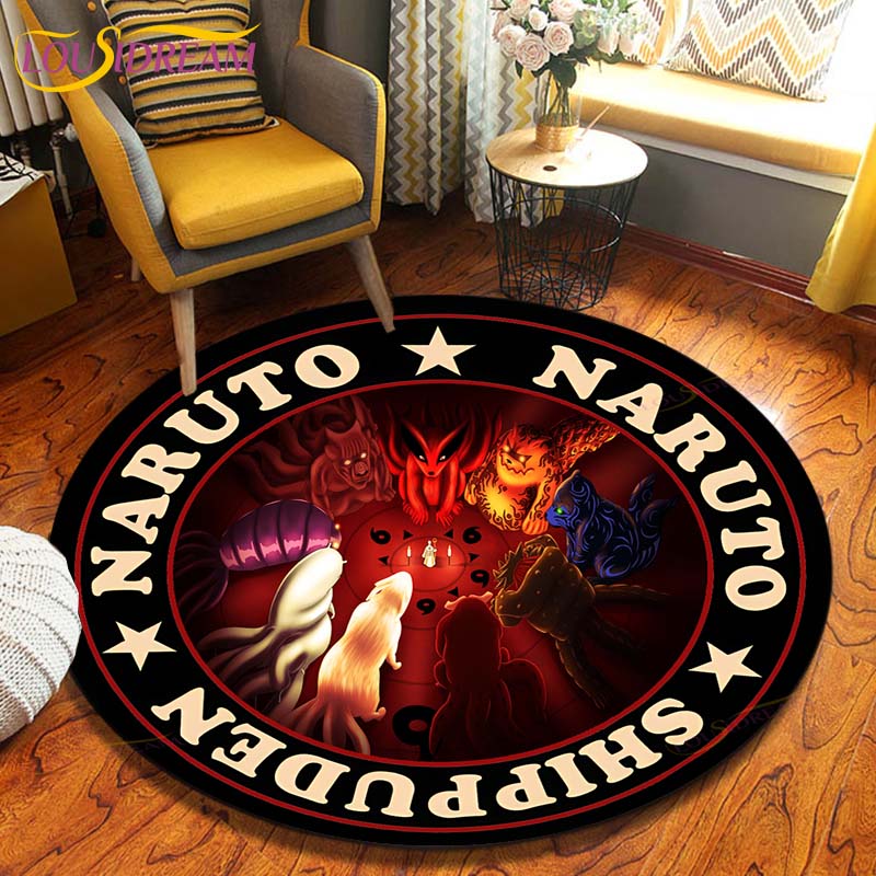 Круглый ковер в стиле аниме «Наруто», напольный коврик для спальни, фланелевый ковер с животными, противоскользящий детский игровой коврик, декоративные коврики для детской комнаты
