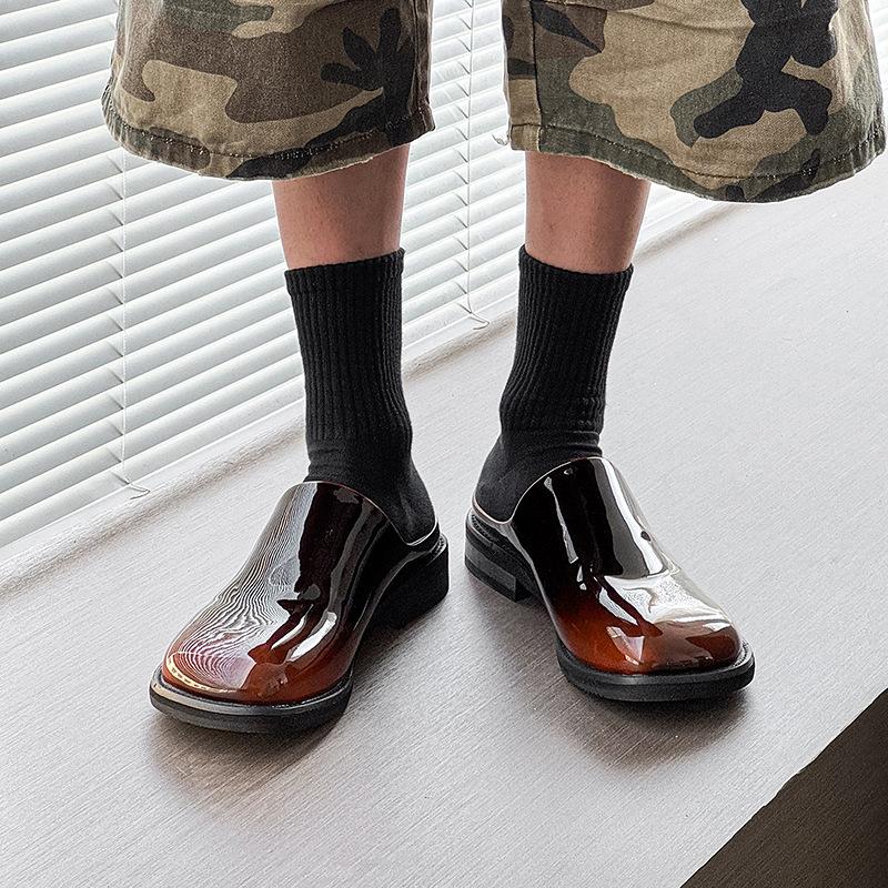 Summer New Fashion Trend One-pedal Muller Shoes Dress Upright Versatile Leather Slippers 91519-J