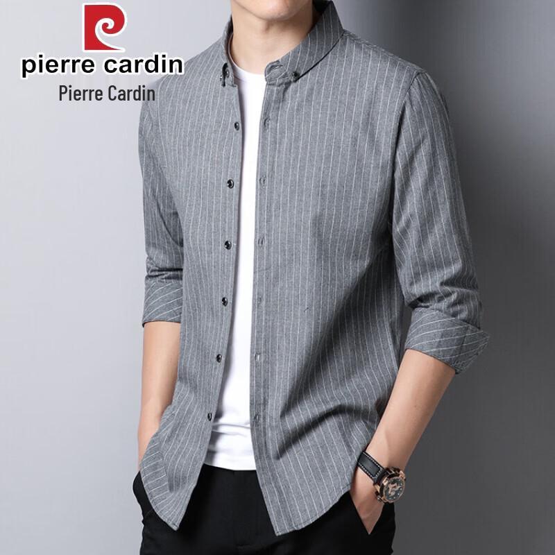 Pierre Cardin Мужская полосатая рубашка в стиле business casual с длинным рукавом