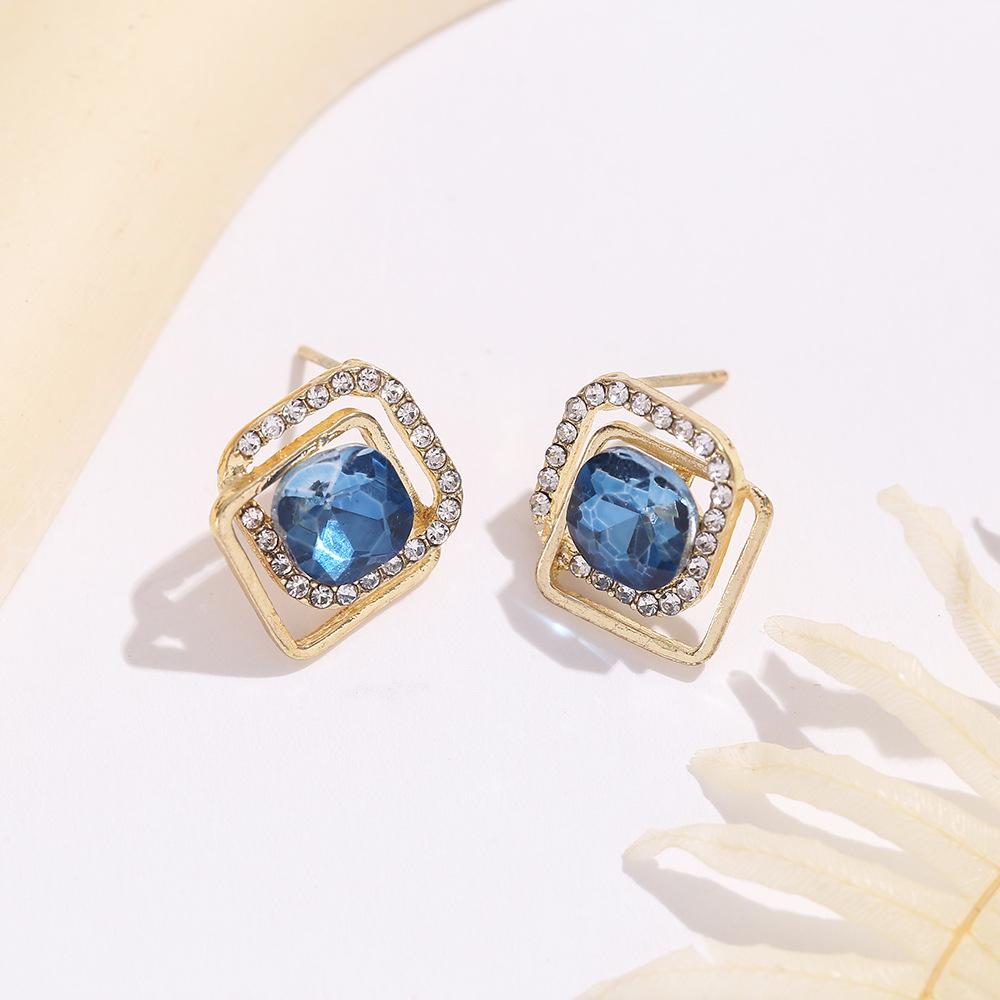 Серьги-гвоздики из стерлингового серебра S925 с корейским цирконом и синим бриллиантом - Элегантная и модная женская мода