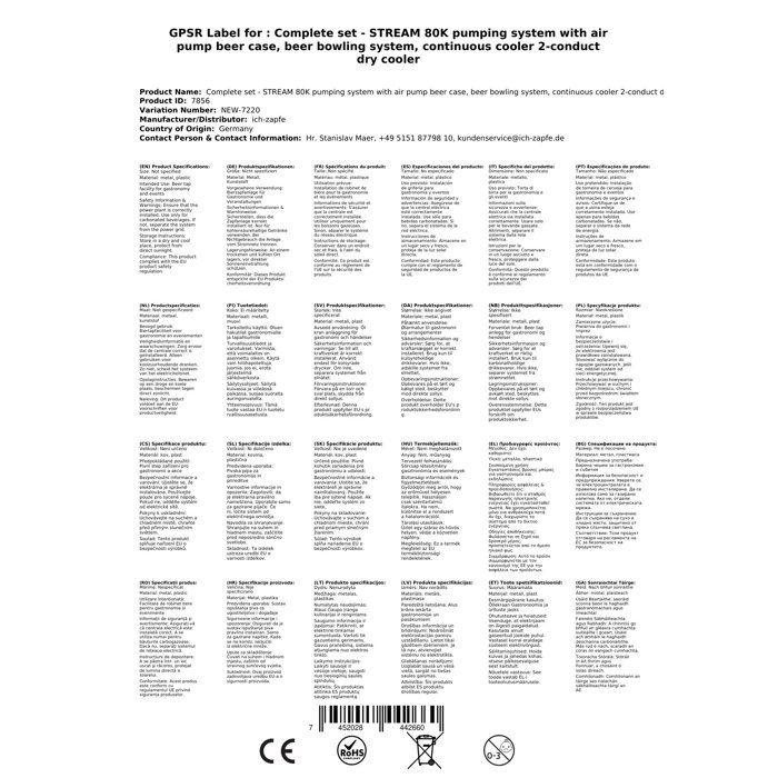 Tireuse a biere - STREAM 80K machine a biere, sous le comptoir, pompe a biere 2 lignes, 90 l-h, Köpi, tête de robinet KeyKeg