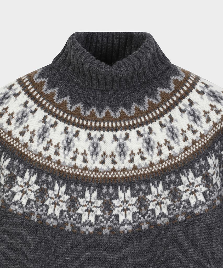 BROOKS BROTHERS Alpaca Fair Isle Turtleneck Sweater (Grey) (Bbwuwm3752Wew)