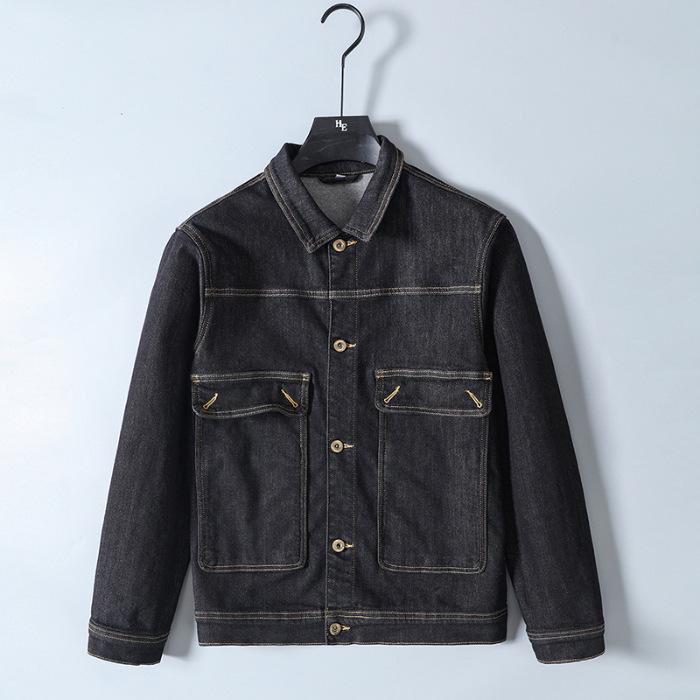 2024 Осень и зима Новая высококачественная мужская куртка больших размеров с защитой от выцветания из денима с эластичными лацканами