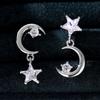 New Fashion Unsymmetrical Moon Star Earrings Romantic Bridal Wedding Dangle Earring Versatile Statement Jewelry Drop Shipping