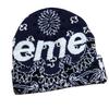 [Б/У] Шапка бини Supreme Bandana с большим логотипом темно-синего цвета