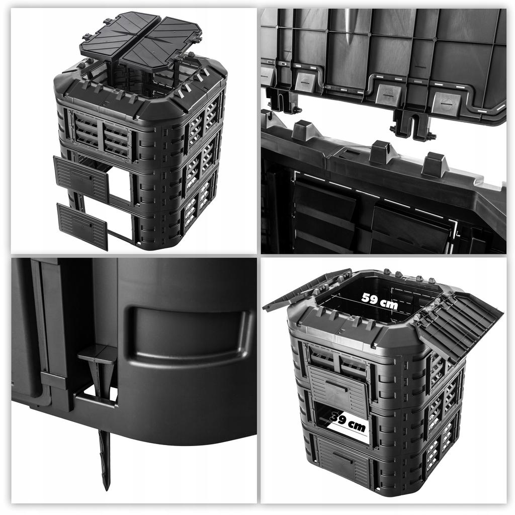 KADAX Садовый компостер модульный 860л морозостойкий круглогодичный черный