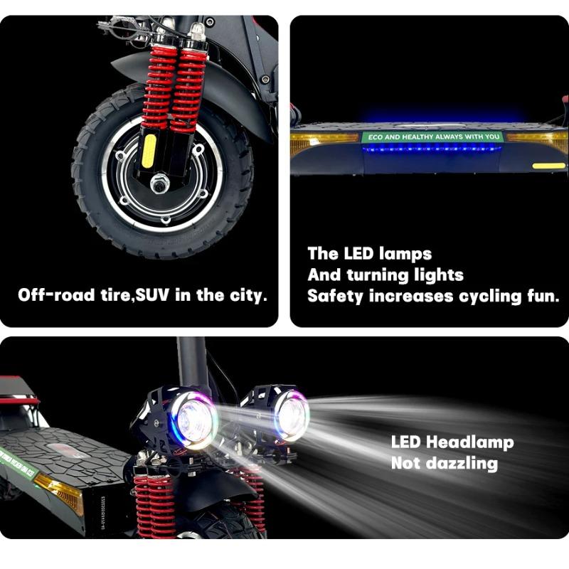 Электросамокаты X4 1600 Вт Двухмоторный Аккумулятор 48 В 18 Ач Двойное торможение Складные самокаты Электрический 10-дюймовые шины Внедорожный электросамокат NFC