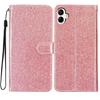 For Samsung Galaxy A07 Wallet Case Glitter Anti-Scratch Leather Stand Phone Cover with Strap