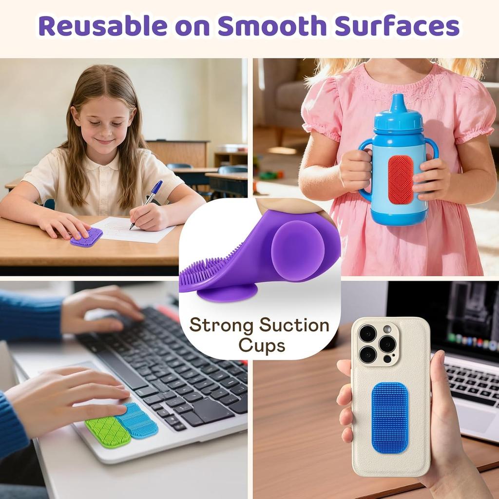 Bristle Tactile Sensory Calm Strips | Soft, Gentle & Rich Texture| 8PC | Suction Cup Toys for Kids | Autism, ADHD Anxiety Relief | Quiet Fidget Toys