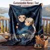 Custom Text Flannel Throw Blanket, Lightweight Cozy Bed Sofa BlanketHowl's Moving Castle