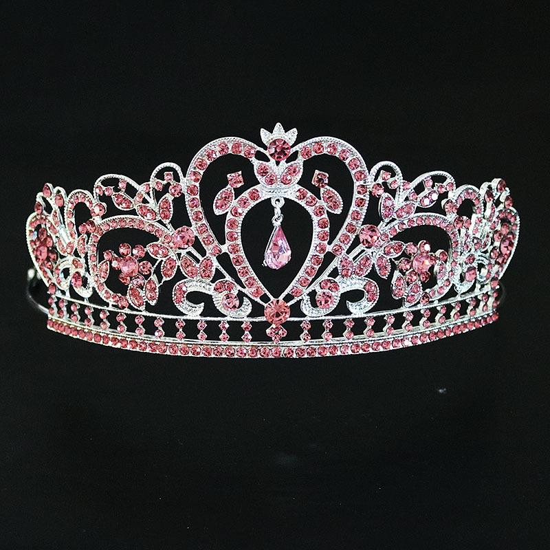 Европейская корона в стиле барокко, сплав, стразы, ювелирные украшения, свадебная корона, гальваническое покрытие, толстое серебро, золото, сердце, свадебная тиара