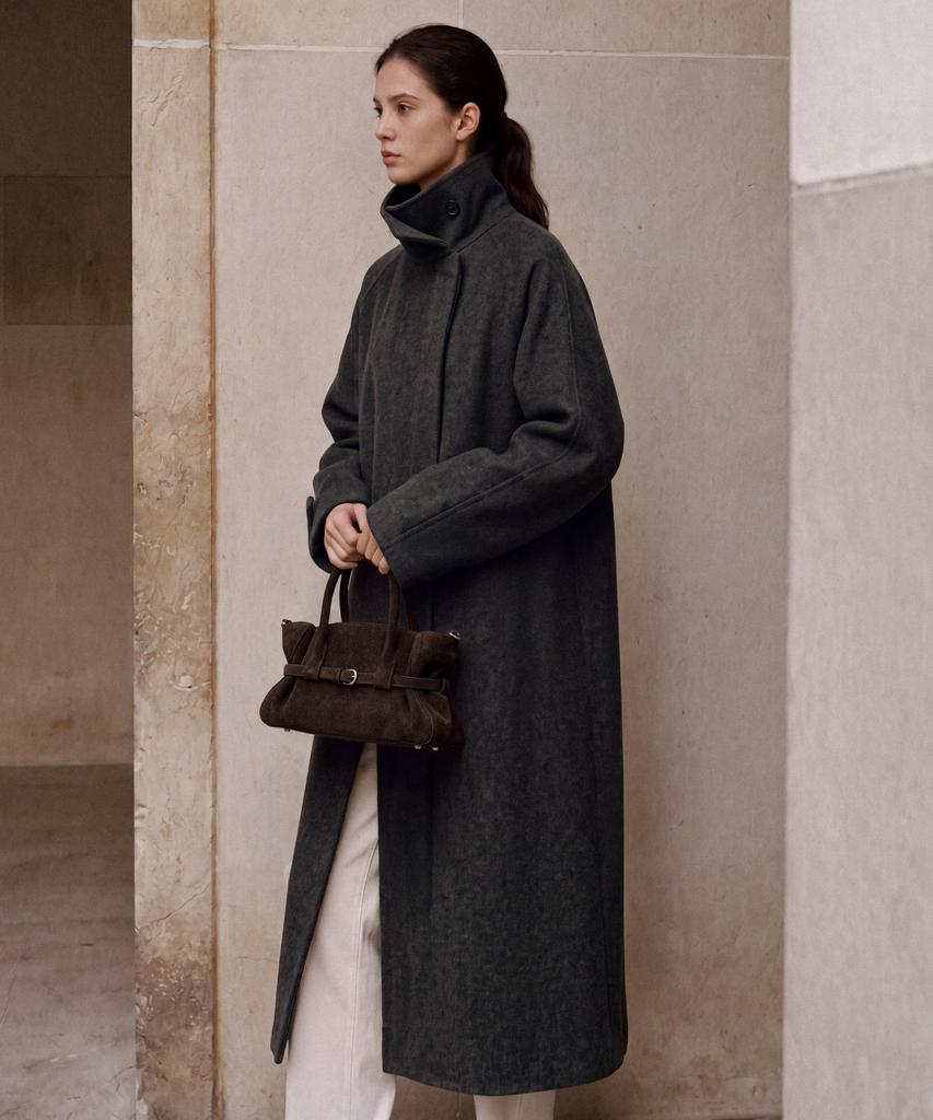 FOLNUA Balmacaan Over Fit Handmade Coat (Charcoal)