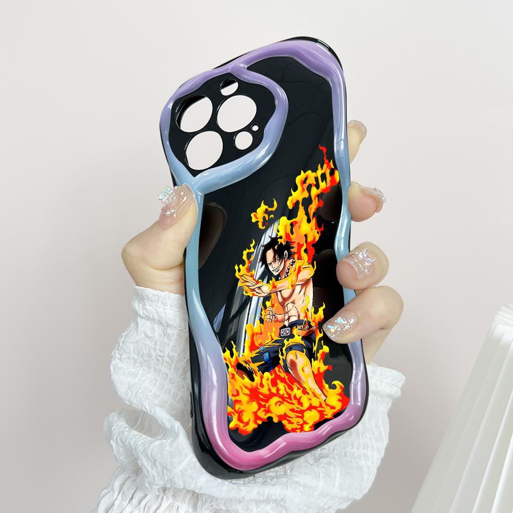 Cute Cartoon Pattern Cream Texture Casing Wavy Edge Soft Silicone Cover Phone Case for Huawei Honor Infinix Tecno iPhone