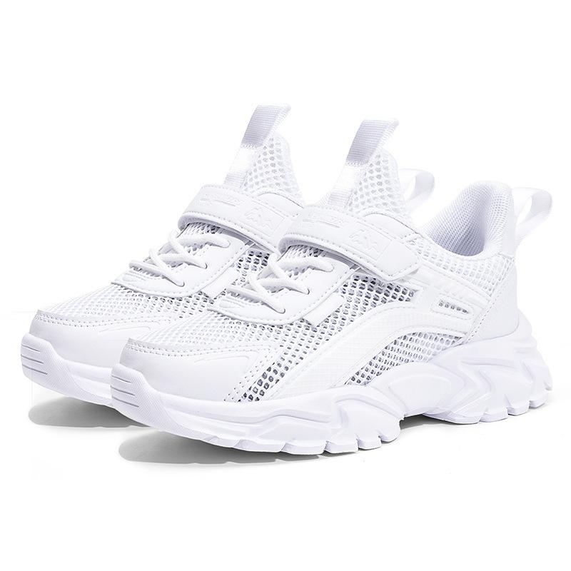 Middle-aged and older children's white breathable sneakers, little white shoes, primary school students' new boys' shoes, boys' autumn children's net