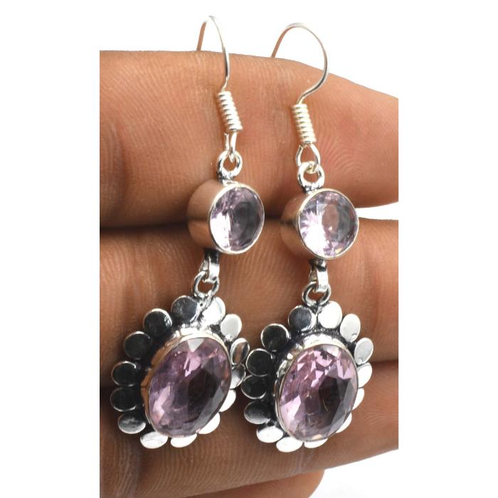Amethyst Gemstone Ethnic Handmade Drop Dengle Earring Jewelry ER 052