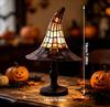 Stained Glass Magic LED Witch Hat Lamp Color USB Plug Resin Night Light Small Ornament