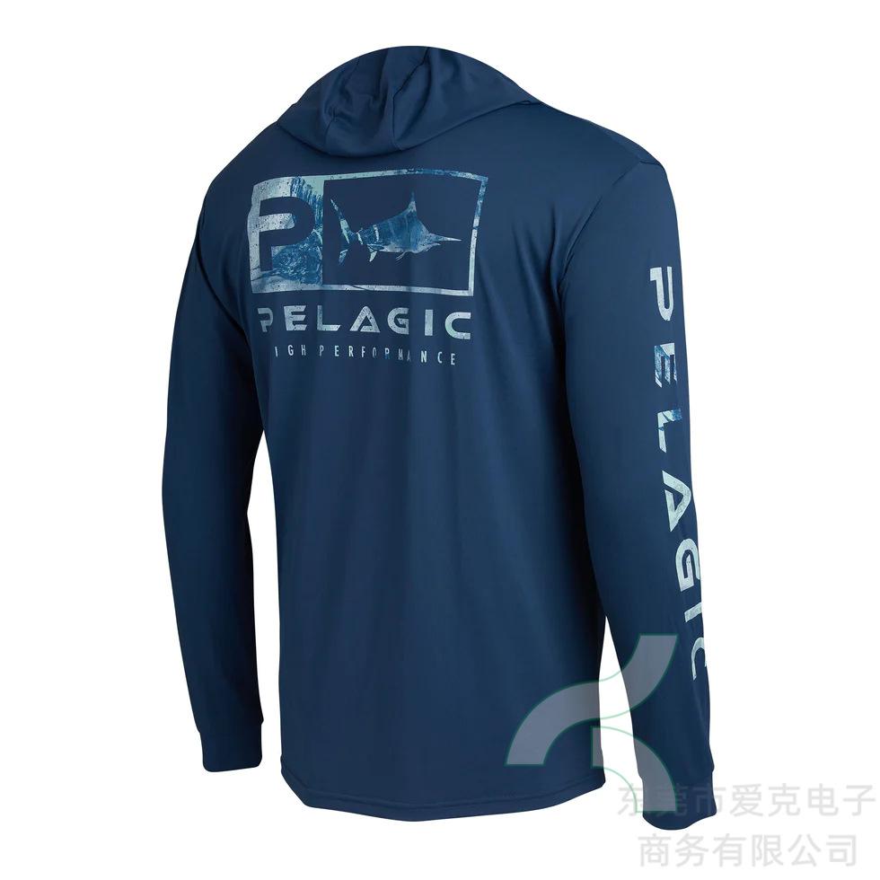 Pelagic Hooded Fishing Suit Men's Summer Sunscreen Quick-Drying Fishing Shirt Outdoor Sportswear Breathable Top
