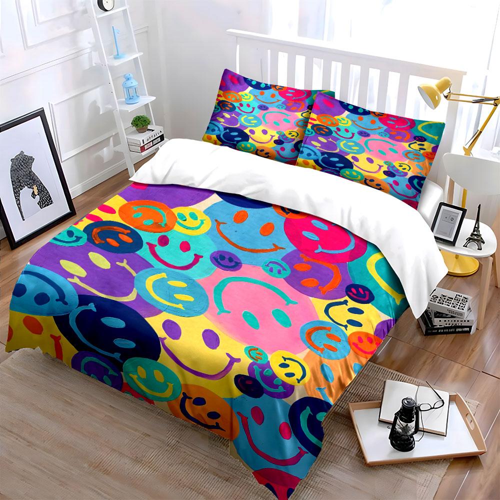Colorful smiley face icons. Bedding sets Duvet cover sets Duvet covers Pillowcases(1 * Duvet Cover 2 * Pillowcases without duvet insert)