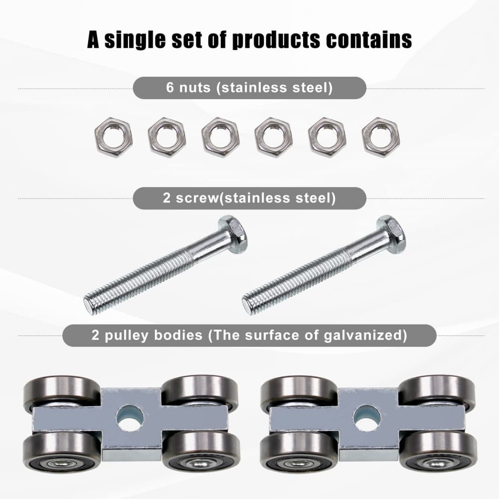 Подвесное скользящее колесо для трека Ролики для амбарной двери 4-колесная тележка в сборе Ролик Сверхмощный подвес для раздвижной двери Дверная фурнитура