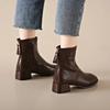 Women Short Boots 2024 Winter New PU Leather Thick Sole British Style Comfort Fashion Ankle Boots Street Walking Casual Shoes