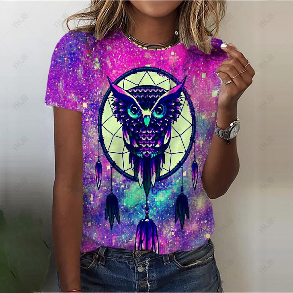 Summer O-Neck Casual Bohemian Print Ladies Tee Shirts Lion 3D Print T Shirt Women Fashion Loose Short Sleeve Tops Oversized