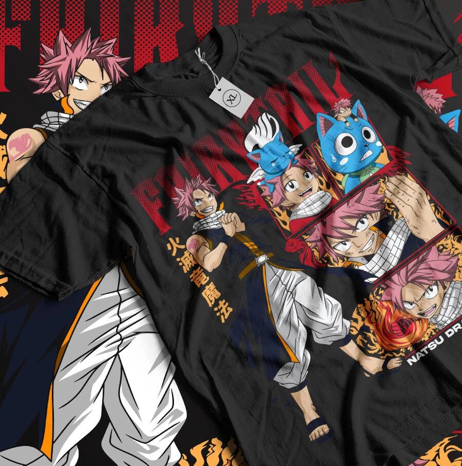Футболка Fairy Tail Грей Фуллбастер Нацу Драгнил Убийцы Драконов Футболка Черная Унисекс Футболка