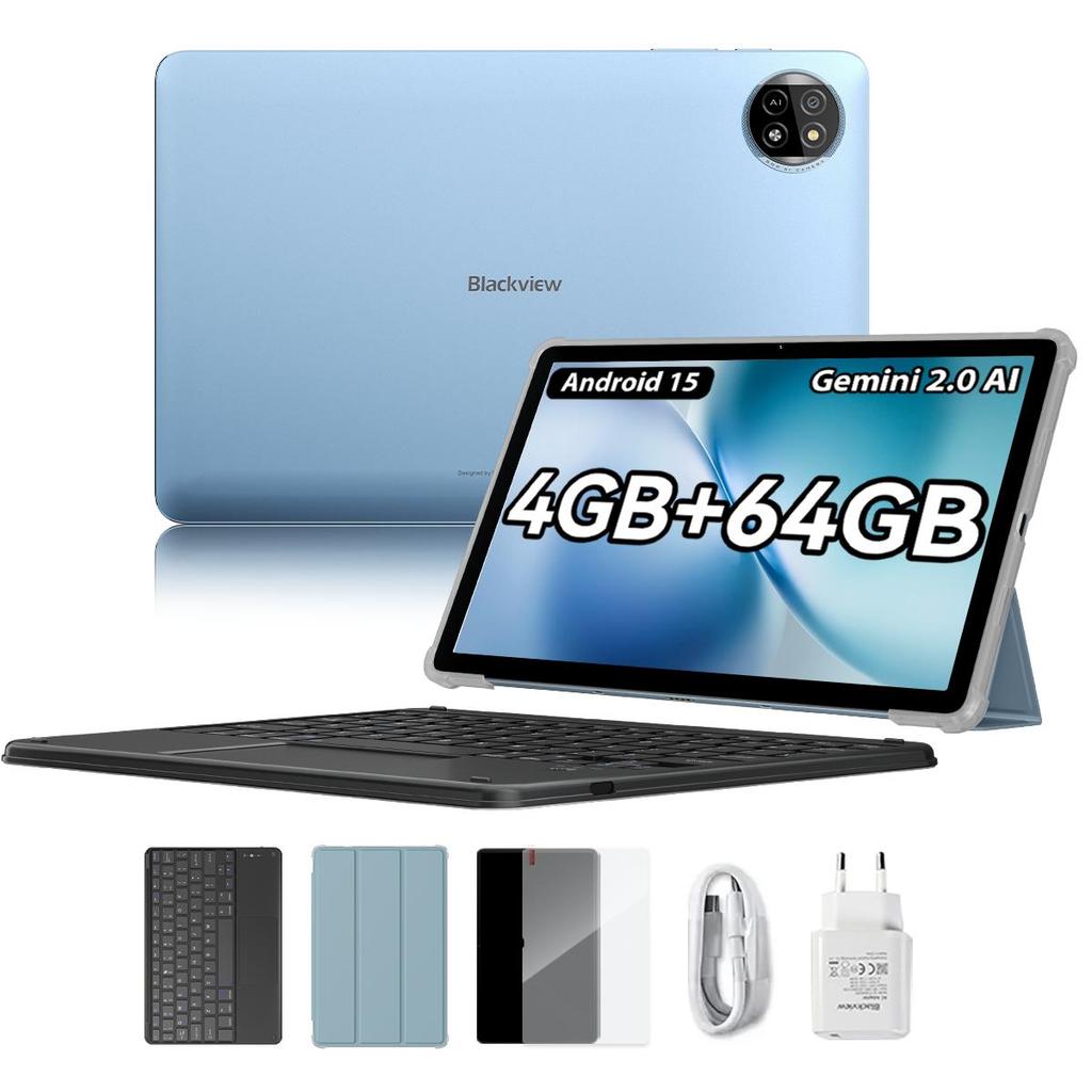 Blackview Планшет Tab 20 WiFi Android 15 10,1 дюйма 4 ГБ ОЗУ 64 ГБ ПЗУ Аккумулятор 6600 мАч Планшеты