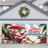1 piece, Fun Santa Claus Christmas Garage Door Banner on the Beach - Bright Festival Decoration