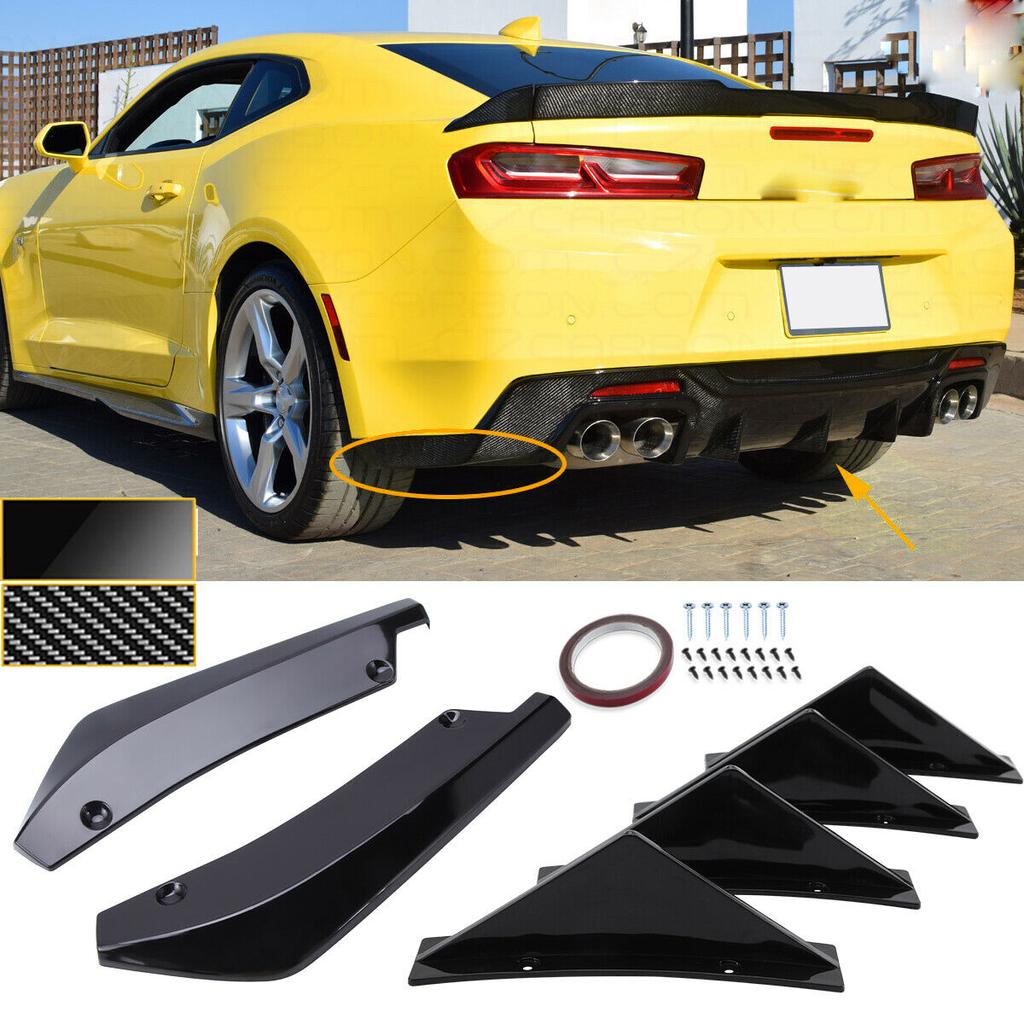 6 шт. универсальный для Chevrolet Chevy Camaro 40 см задний бампер сплиттер крышка + диффузор плавники акулы набор спойлеров для автомобиля