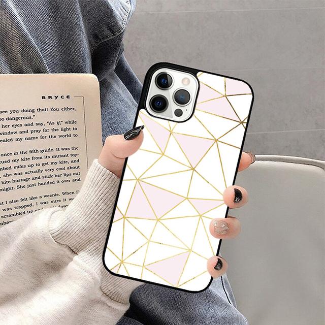 Marble Geometric Phone Case For iPhone 17 Air Plus Max 15 14 13 12 Pro Max Cover Shell