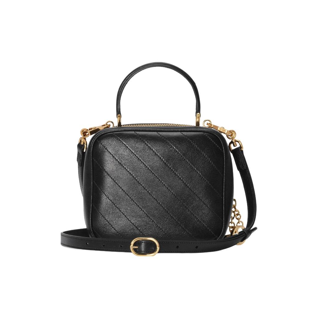 Gucci Blondie Круглая Сумка-кроссбоди на плечо из кожи с двойной молнией G и взаимосвязанным дизайном Женские сумки Черная 744434-1IV0G-1000