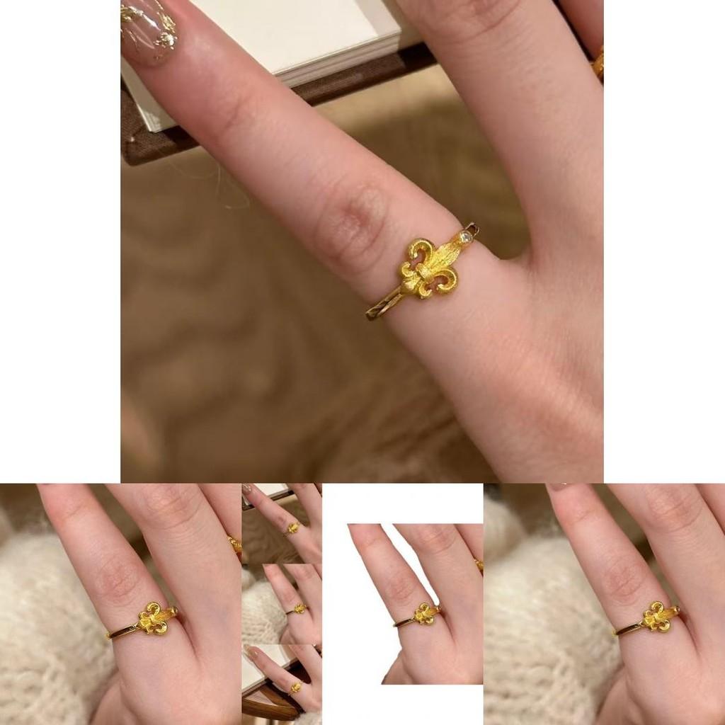 Высококачественное кольцо с цветком ириса из античного золота. Уникальный цветочный дизайн для женщин