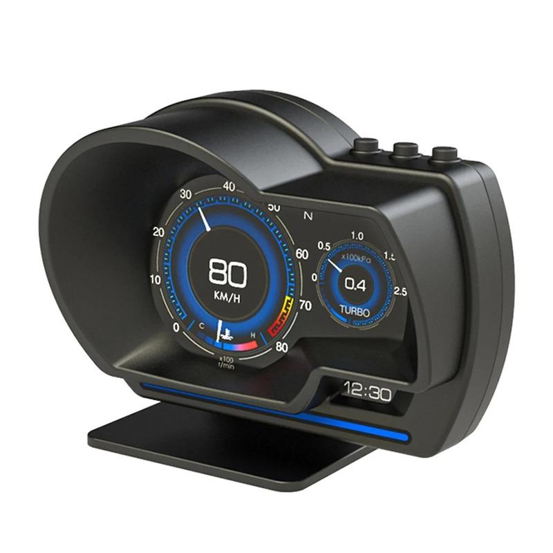 Умный HUD-дисплей OBD2 Диагностический сканер GPS Спидометр Турбо Обороты Сигнализация HD-дисплей для внедорожника Автомобиля Грузовика