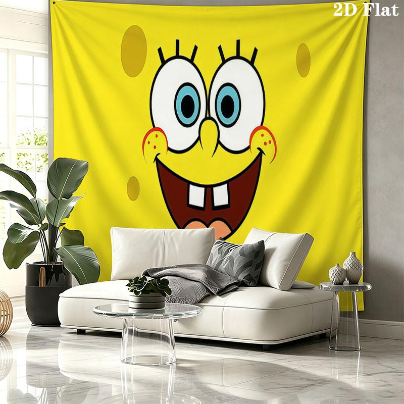 SpongeBob Wall tapestry, aesthetic printed fabric blanket, suitable for bedroom, living room, and home decor.