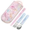 Children's Antibacterial Slide Trio Set (TACC2AG-A) - Bento, Chopsticks, Spoon, and Fork - Sanrio Twin Stars, Picnic, Girls, Made In Japan