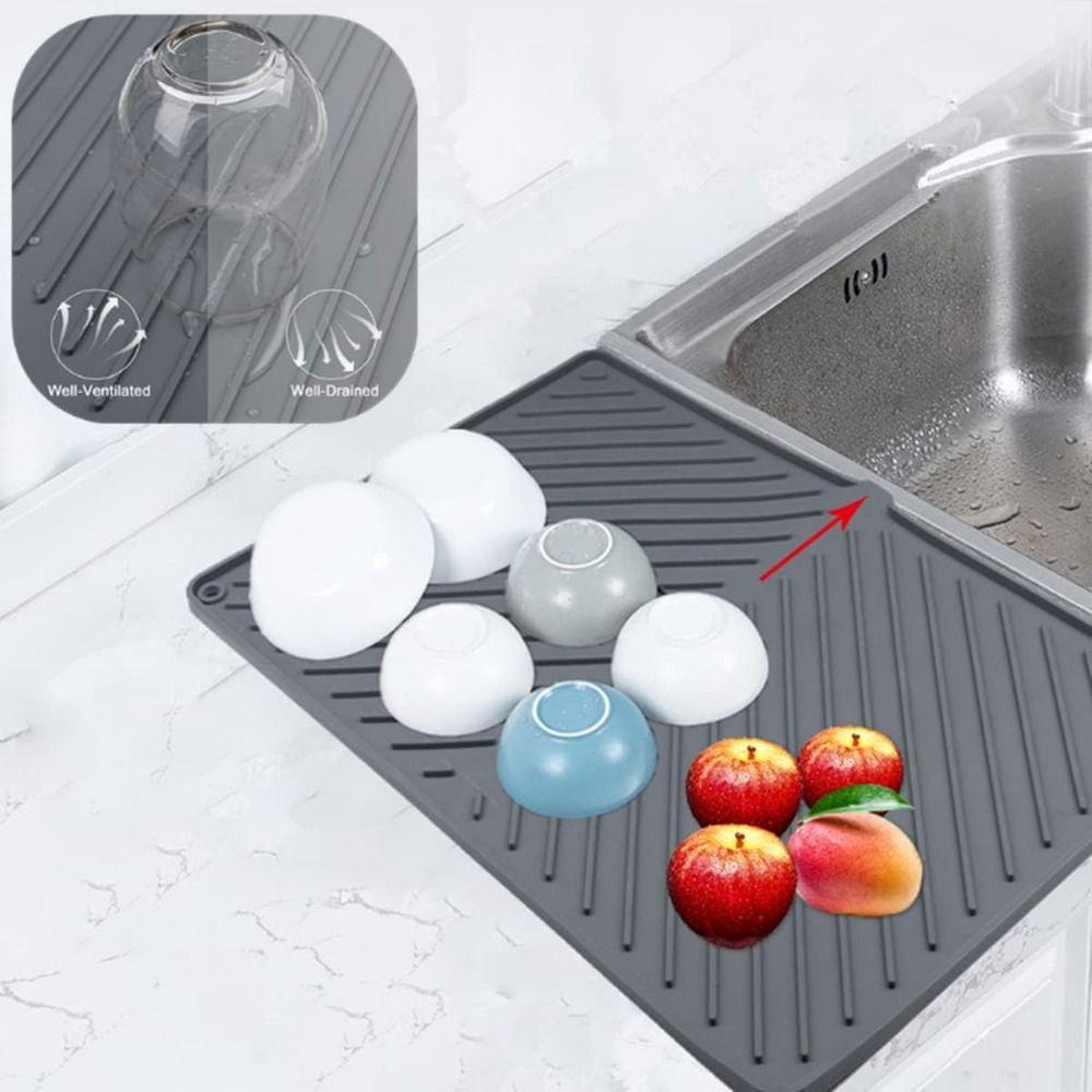 Легко моющийся коврик для сушки столовых приборов, силиконовый коврик-сушилка для раковины, экологичный держатель для горячей посуды, подставка, блюдо