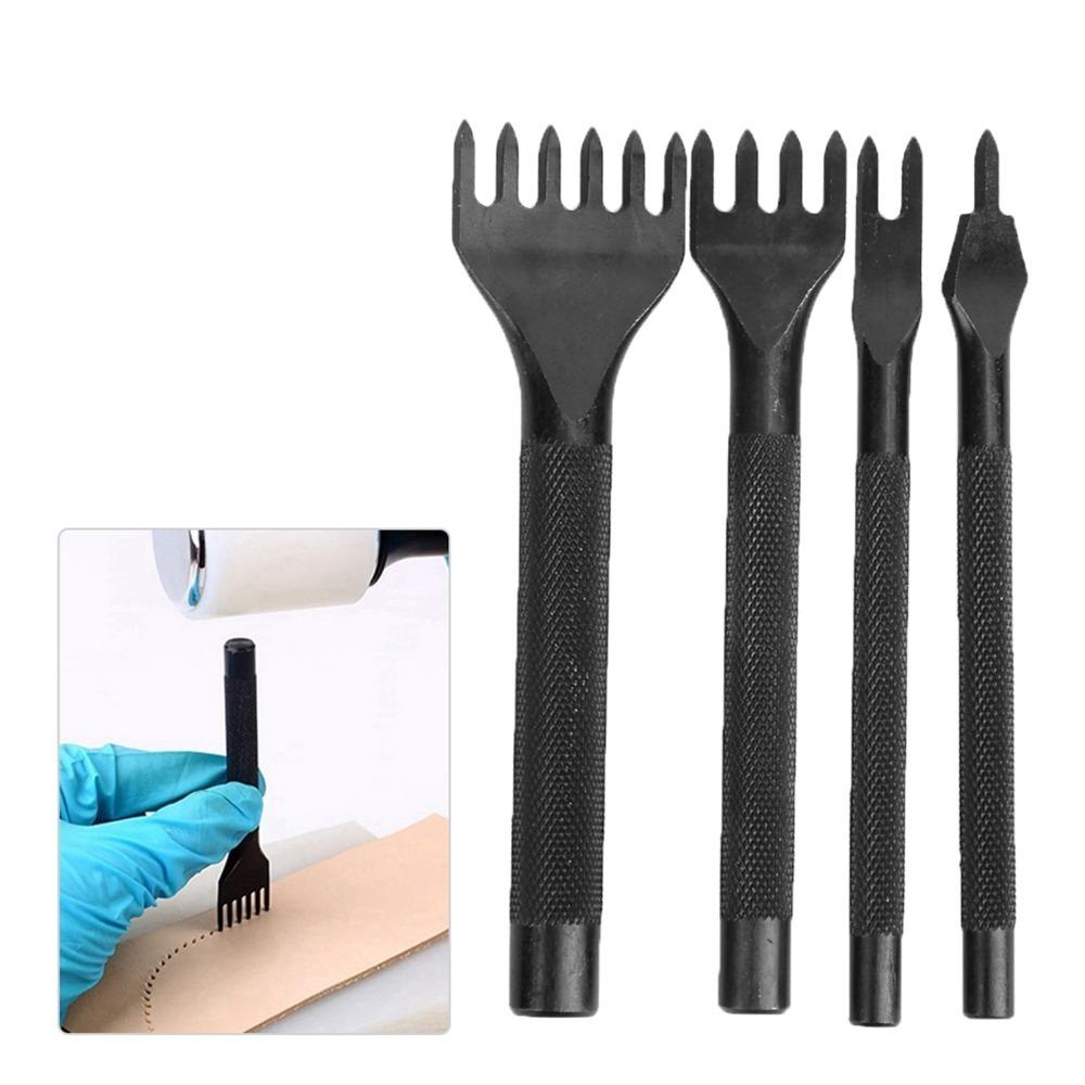 4pcs Steel Diamond Chisel Set 3mm 4mm 5mm Hole Punch Tool For Card Belt Holders