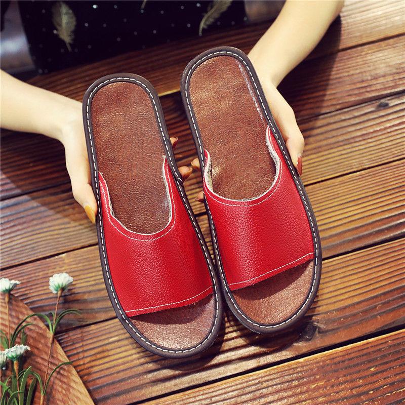Slippers Indoor Men's and Women's Leather Shoes Home Summer Nonslip Solid Bottom Couple Cool Slippers Comfortable