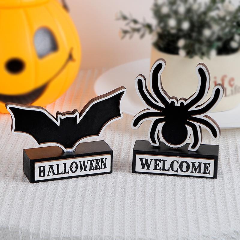Halloween Spider Bat Wooden Plaque Christmas Ornament Ghost Festival Ghost Party Decoration