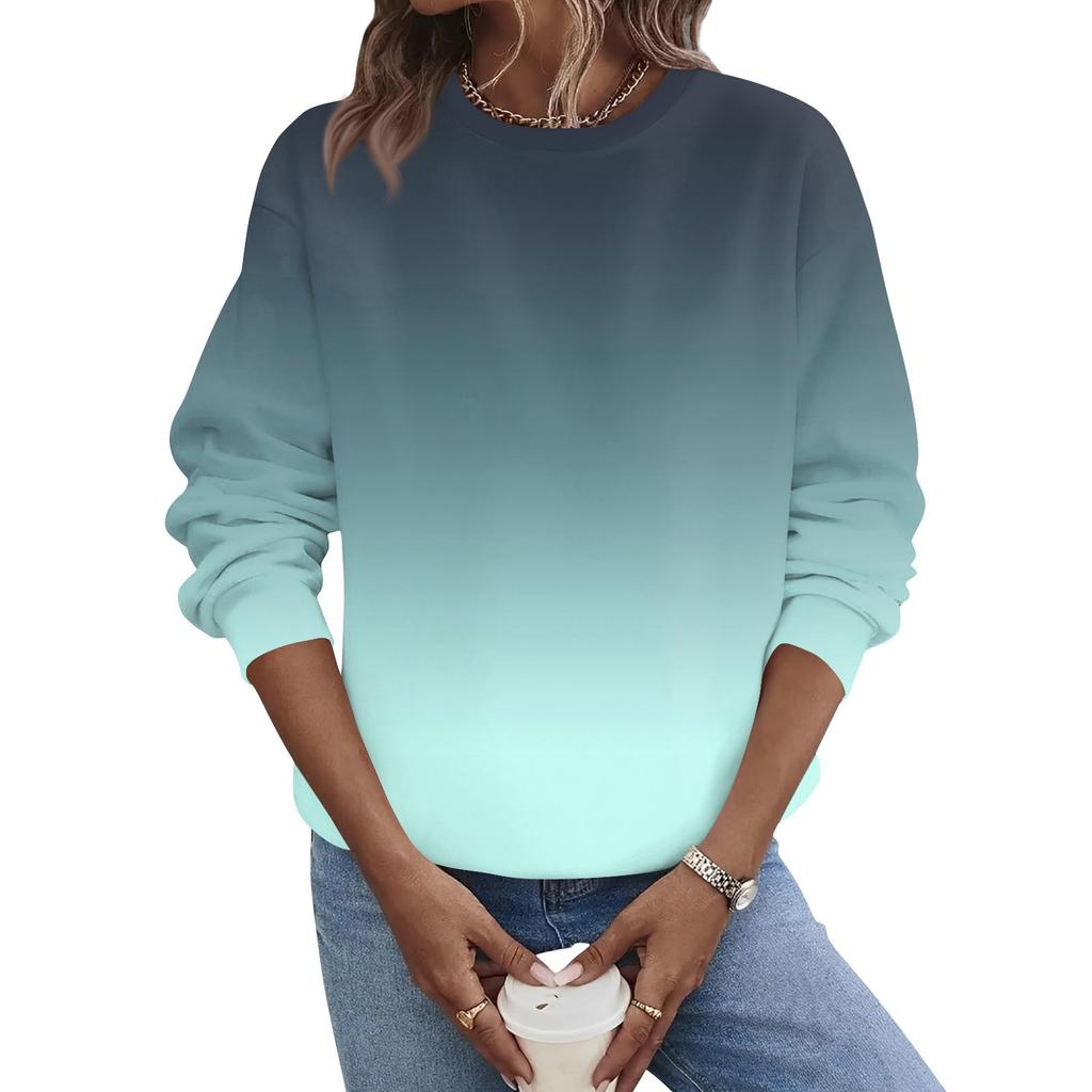 Женская осенне-зимняя повседневная толстовка с круглым вырезом и длинным рукавом с принтом