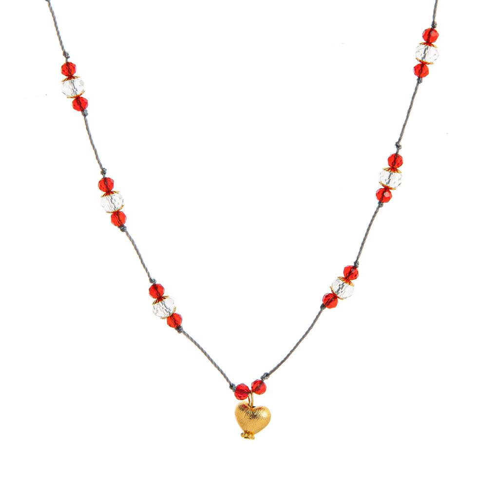 Fashionable temperament niche colorful heart shaped bead DIY pendant necklace for women