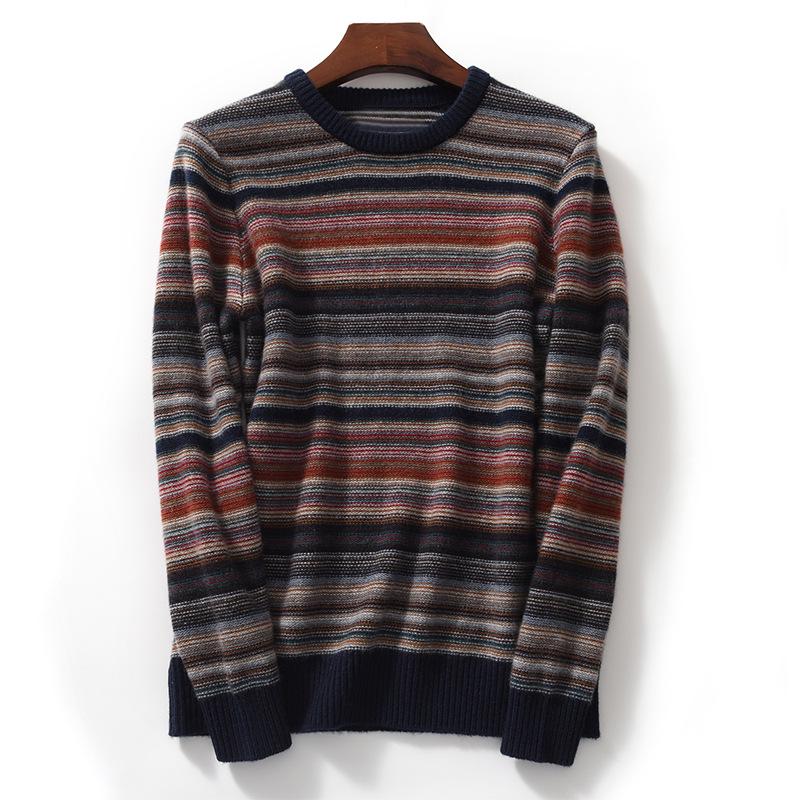 Men's Retro Striped Cashmere Sweater - 2022 Autumn/Winter Collection