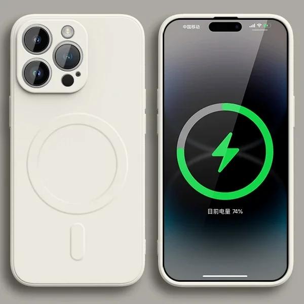 Официальный силиконовый чехол с магнитной беспроводной зарядкой для iPhone 15 14 13 11 12 Mini 15 Pro Max, противоударный титановый серый чехол