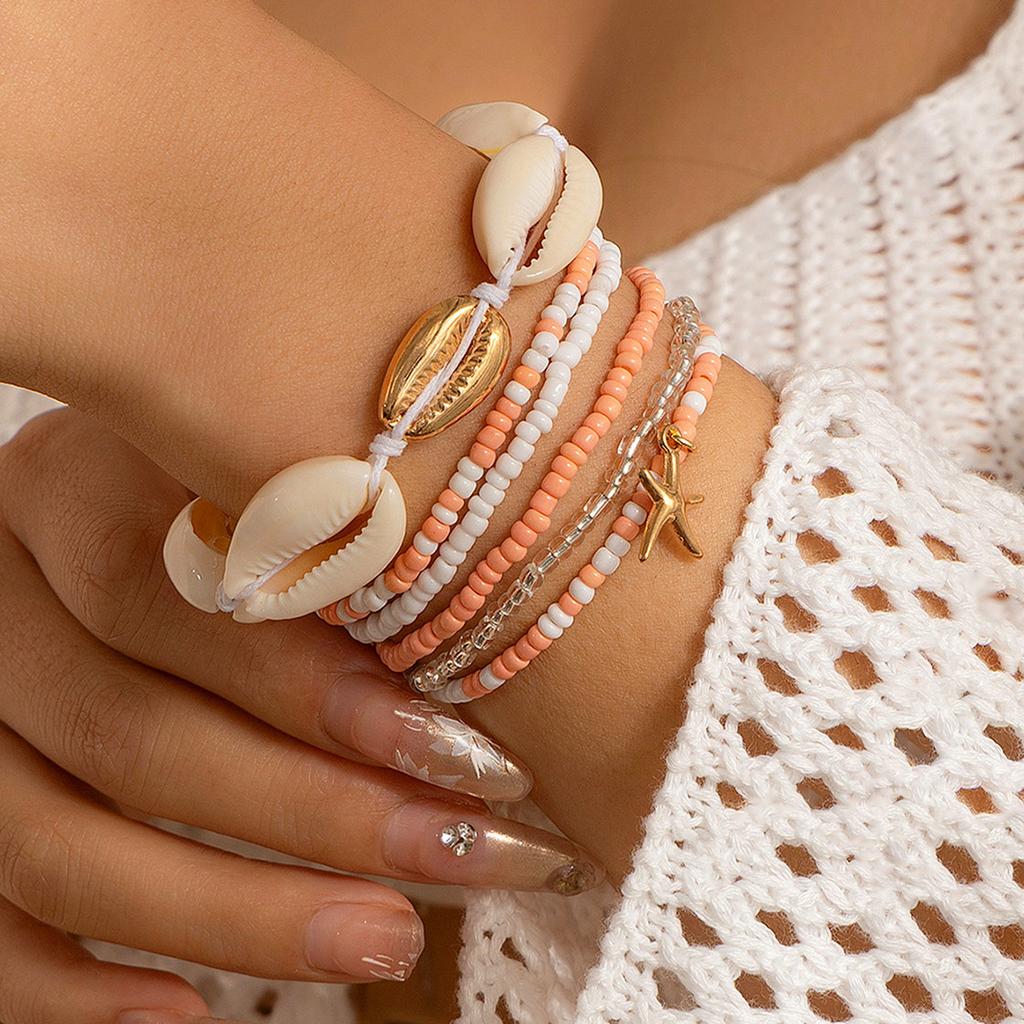 Пасторальные каникулы ракушка рисовый бисер браслет пляж морская звезда бисерный набор украшений женский