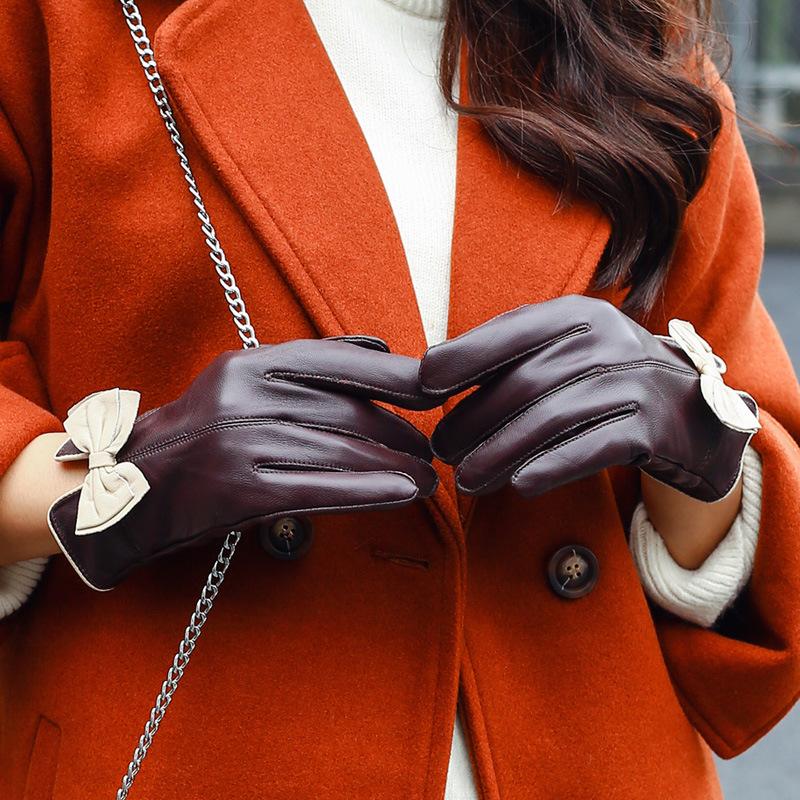 Первый слой натуральной овчины, новинка 2020 года, женские кожаные перчатки плюс бархатные утолщенные теплые перчатки для верховой езды, уличные холодостойкие перчатки
