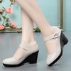 Genuine Leather Women Shoes Casual Wedge Shoes Round Toe Comfort Black Work Shoes Women Platform High Heels Size 35-40
