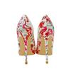 Элегантные банкетные туфли с цветочным принтом и острым носком на высоком каблуке, подходящие к официальным платьям и тонким каблукам для одиноких женщин.