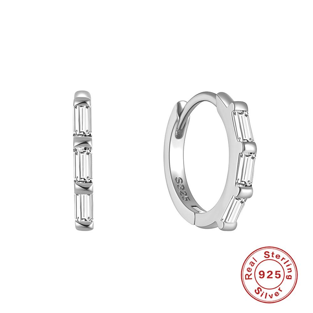 Стильные и простые серьги-гвоздики в стиле Ins из стерлингового серебра S925, универсальные, квадратные, с бриллиантами, классические