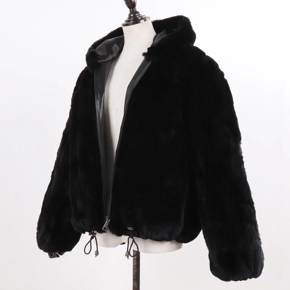 Новые женские 100% натуральные пальто с капюшоном из меха кролика Рекс, зимние русские женские теплые куртки из натурального меха кролика Рекс, горячее пальто из натурального меха